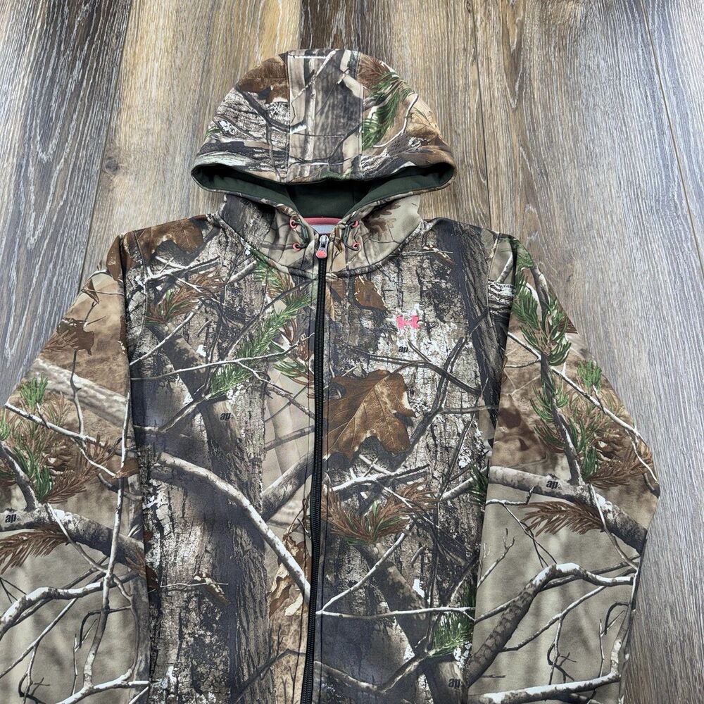 Under Armour Camo Hoodie Womens L Sweatshirt Storm Bow Hunting Zip Up Sweater